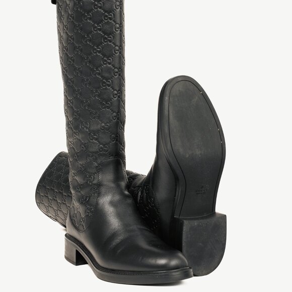 Gucci Maud Nero Soft Guccissima Leather Knee-High Riding Boots - Picture 4 of 11